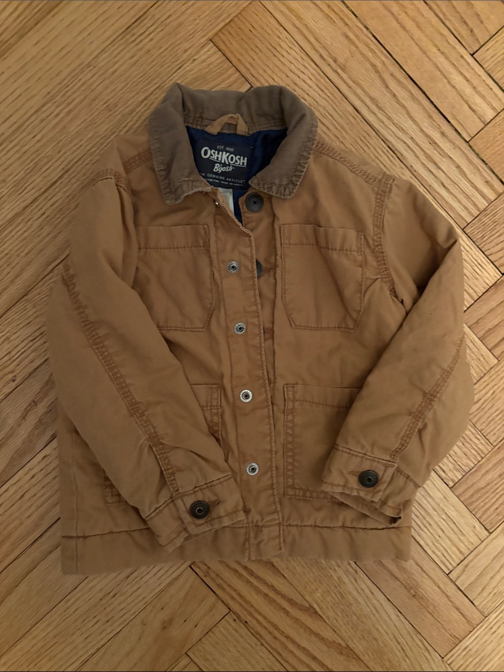 OshKosh B'gosh Tan Canvas Kids' Jacket with Cord Collar 2T